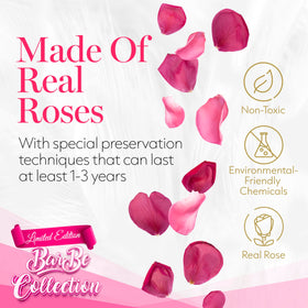 GLAMOUR BOUTIQUE velvet pink preserves roses detail emphasizes premium craftsmanship