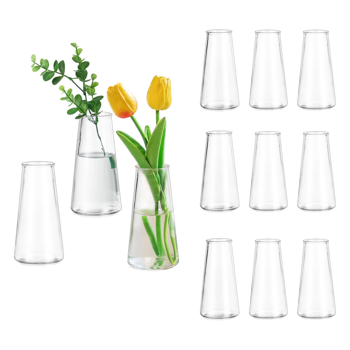 Glasseam clear flower vase centerpiece with two stems for elegant table decor.