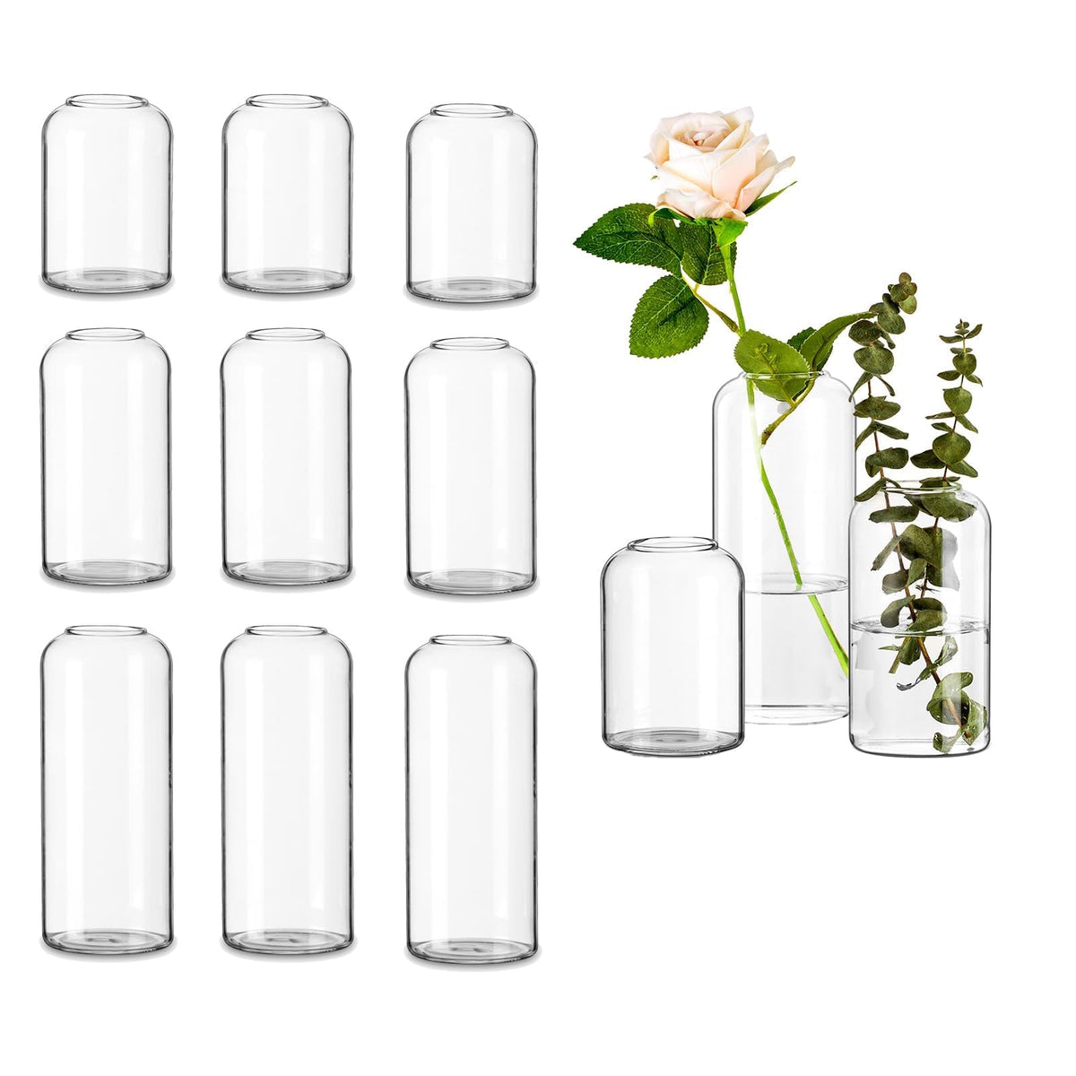 Glasseam clear small vase with narrow top for delicate bouquets.