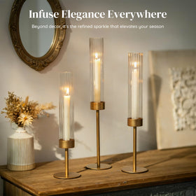 Glasseam 4.72-inch taper holder with stable base for intimate table settings.