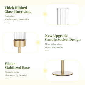 Glasseam tall fluted candle holder designed for vintage-style mantels.