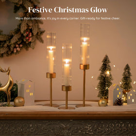 Glasseam disassemblable candle holder kit for easy storage after events.