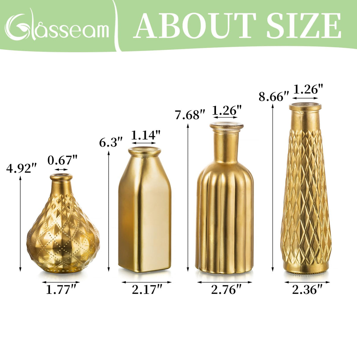 Glasseam gold vase ideal as a table centerpiece display