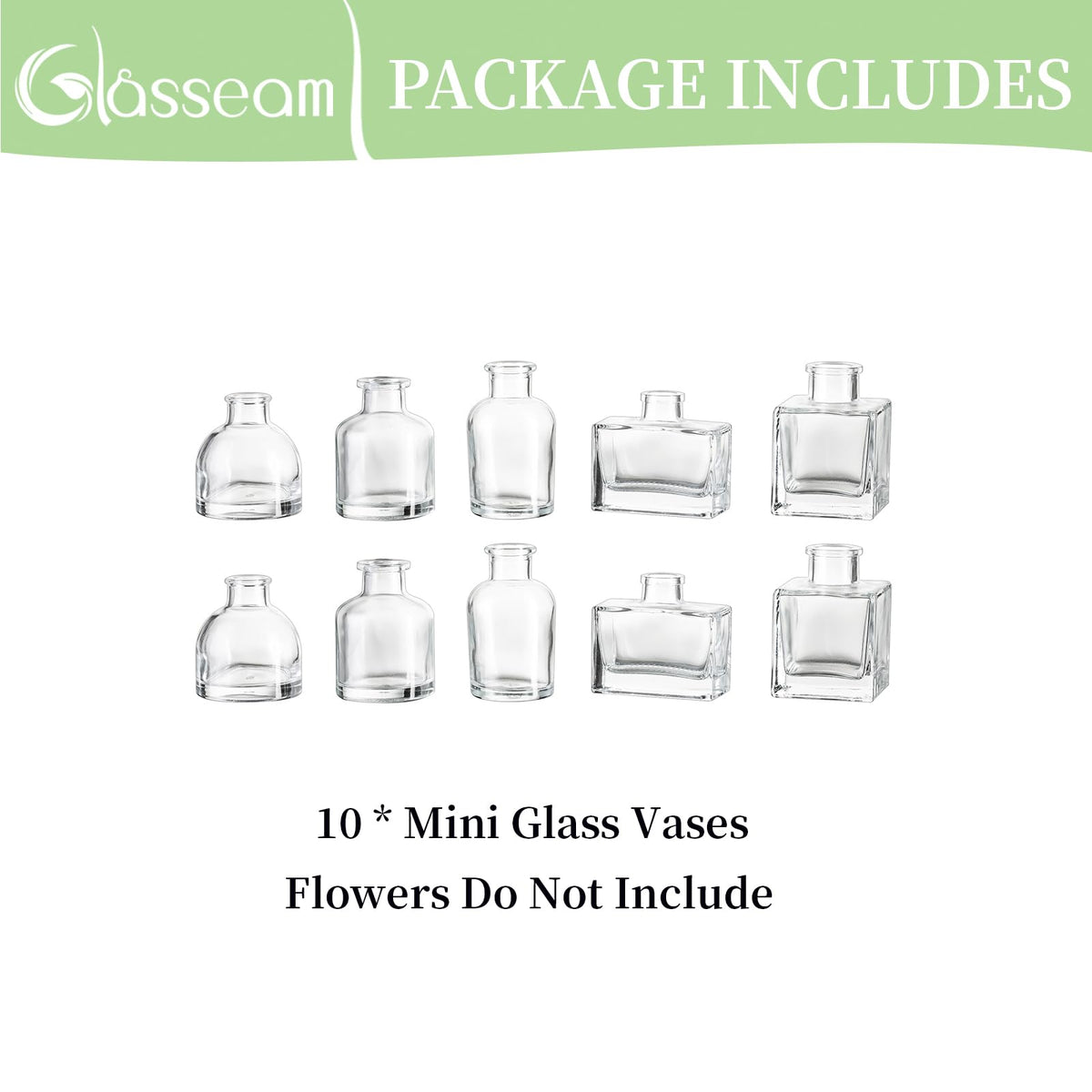 Glasseam holiday-table decor mini vases bring festive color to any meal