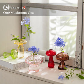 Glasseam mushroom propagation vase with a wide base stays steady on tabletops