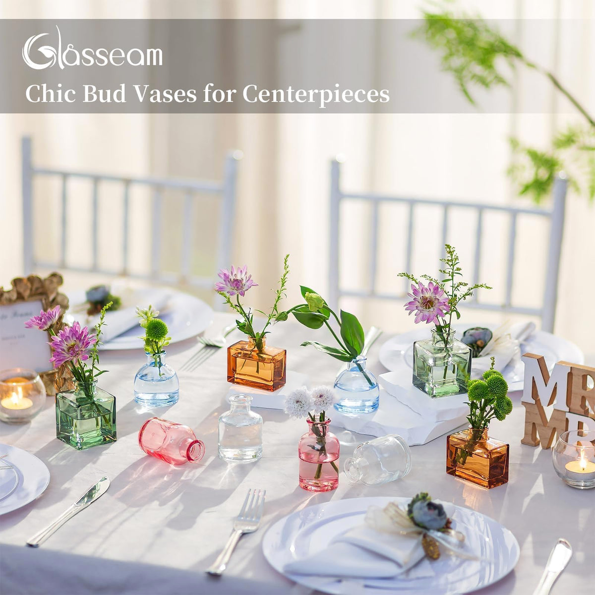Glasseam small glass vases for wedding favors and gifts.