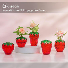 Glasseam strawberry propagation vase living room display adds whimsical fruit-inspired accent.