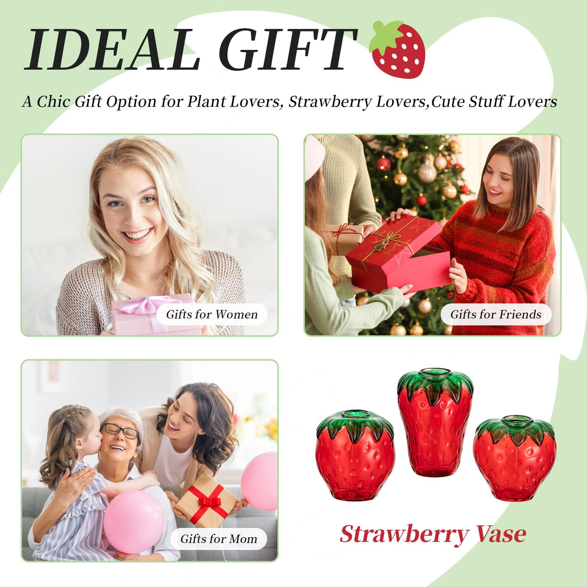 Glasseam strawberry propagation vase office desk decor brings fresh charm.