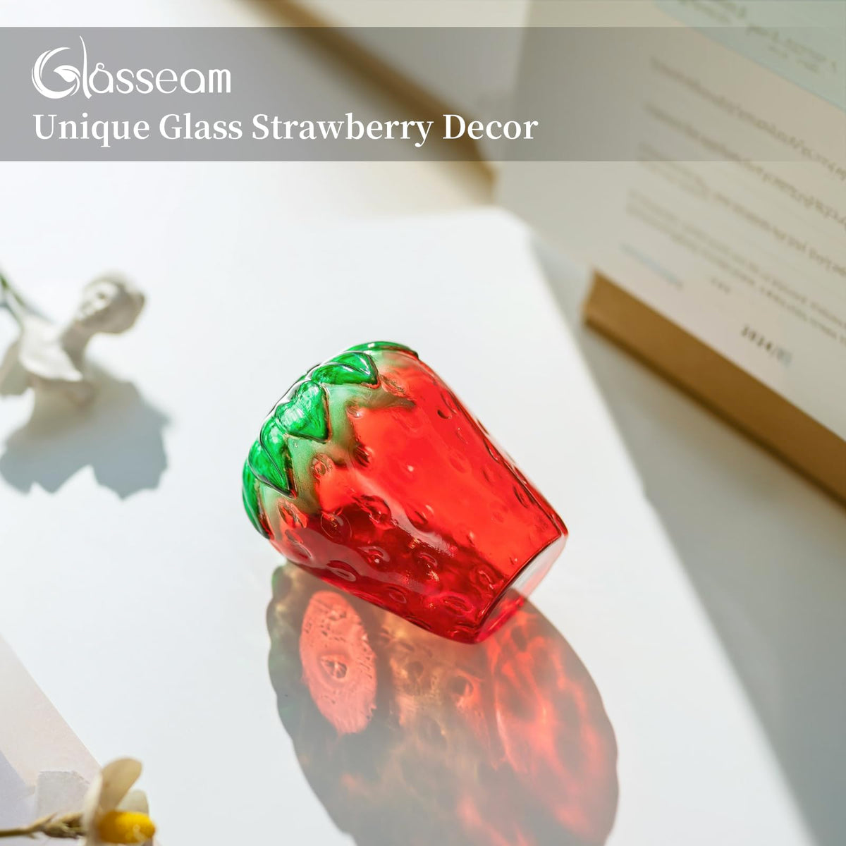 Glasseam strawberry propagation vase set arranged for vibrant kitchen and living room decor.