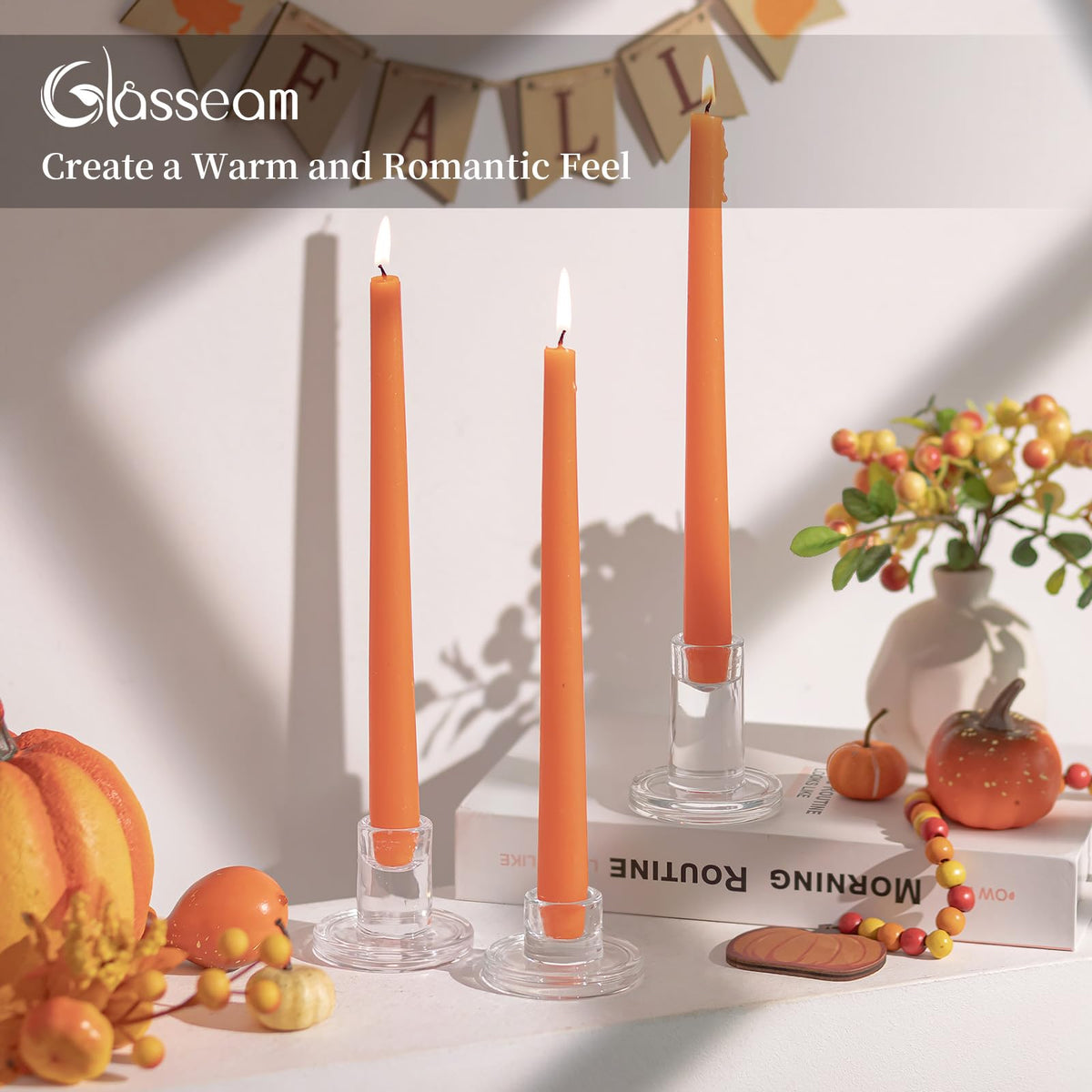 Wide base on Glasseam holders prevents tipping and catches wax drips.