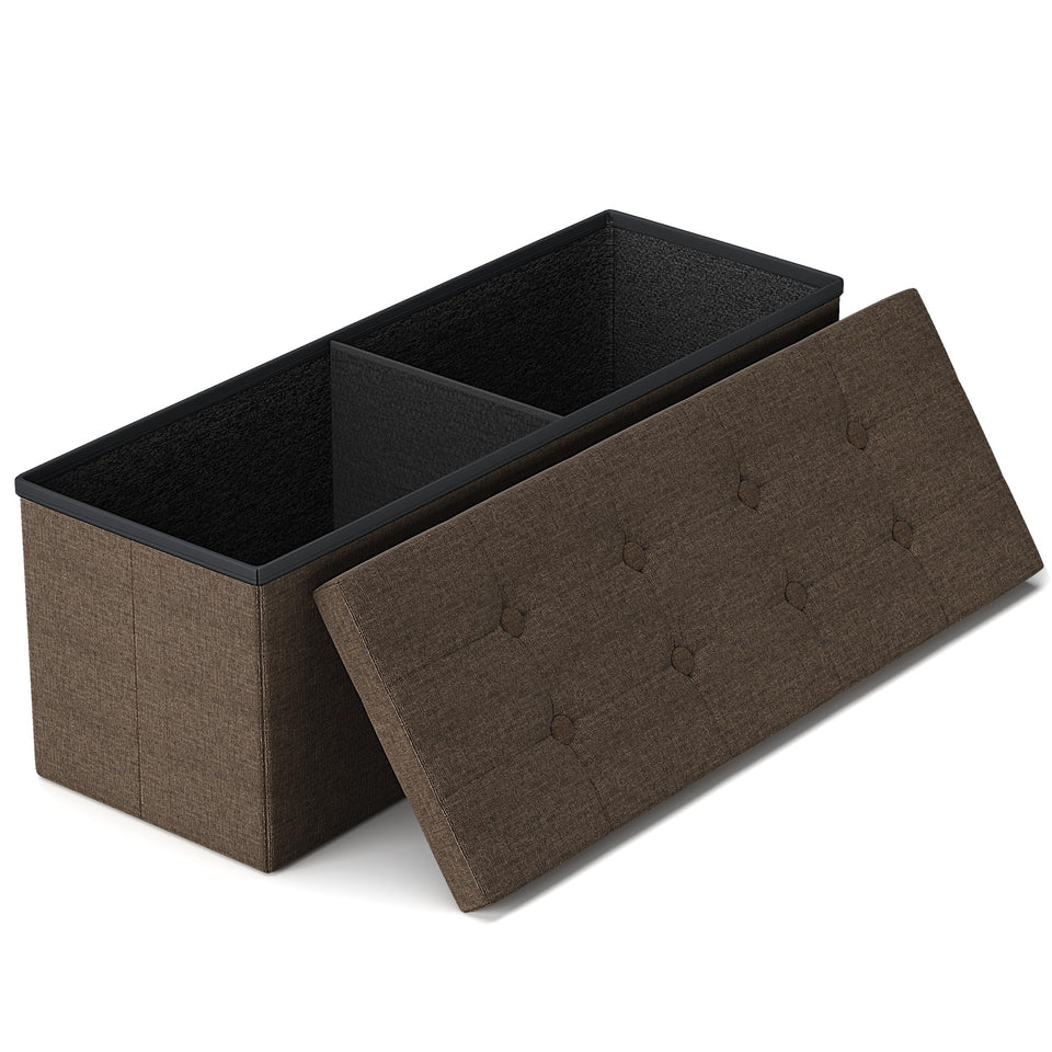 GLAXYFUR 43-inch folding storage ottoman bench with sturdy seating and hidden storage.