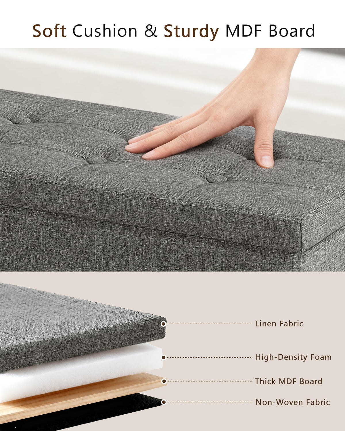 GLAXYFUR entryway storage ottoman used near doors for quick seating and organization