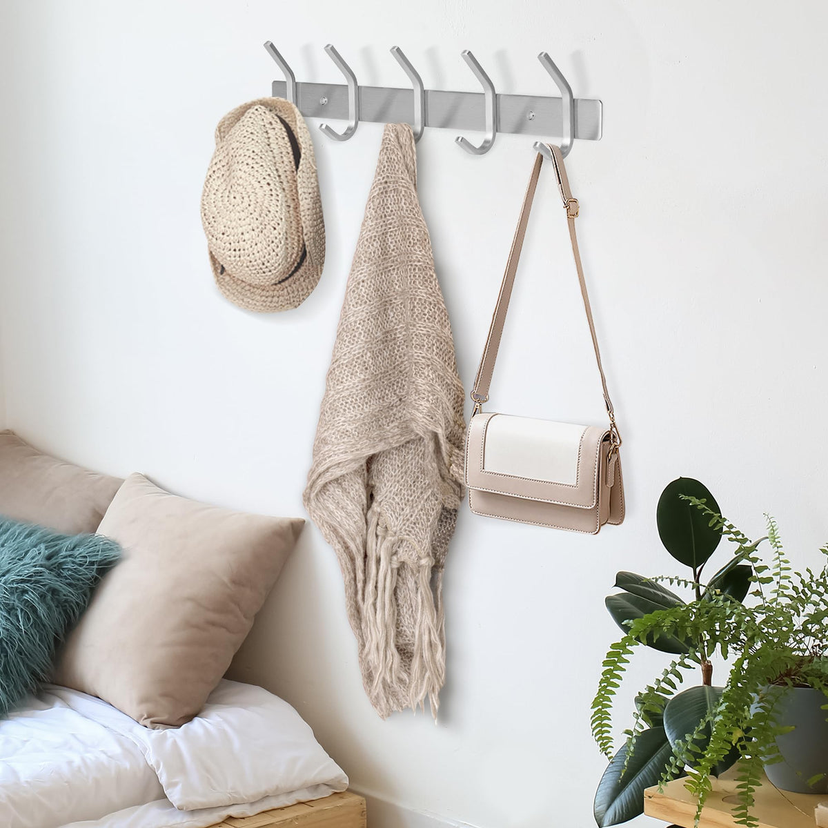 GlazieVault entryway lifestyle display shows practical organization and elegant stainless finish.