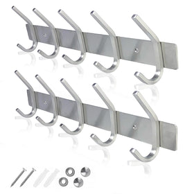 GlazieVault coat rack wall-mount in stainless steel for a sleek, sturdy entryway storage.