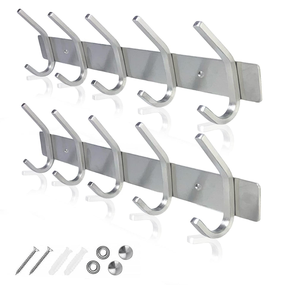 GlazieVault coat rack wall-mount in stainless steel for a sleek, sturdy entryway storage.