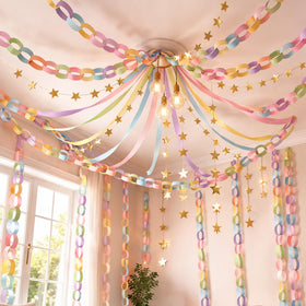 Gleebixi pastel crepe streamers create a soft backdrop for photos and walls.