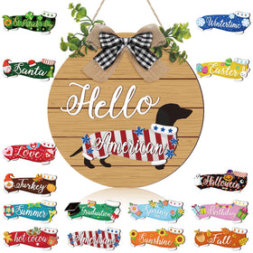 Glenmal dachshund welcome sign front door decor with durable wood and seasonal charm