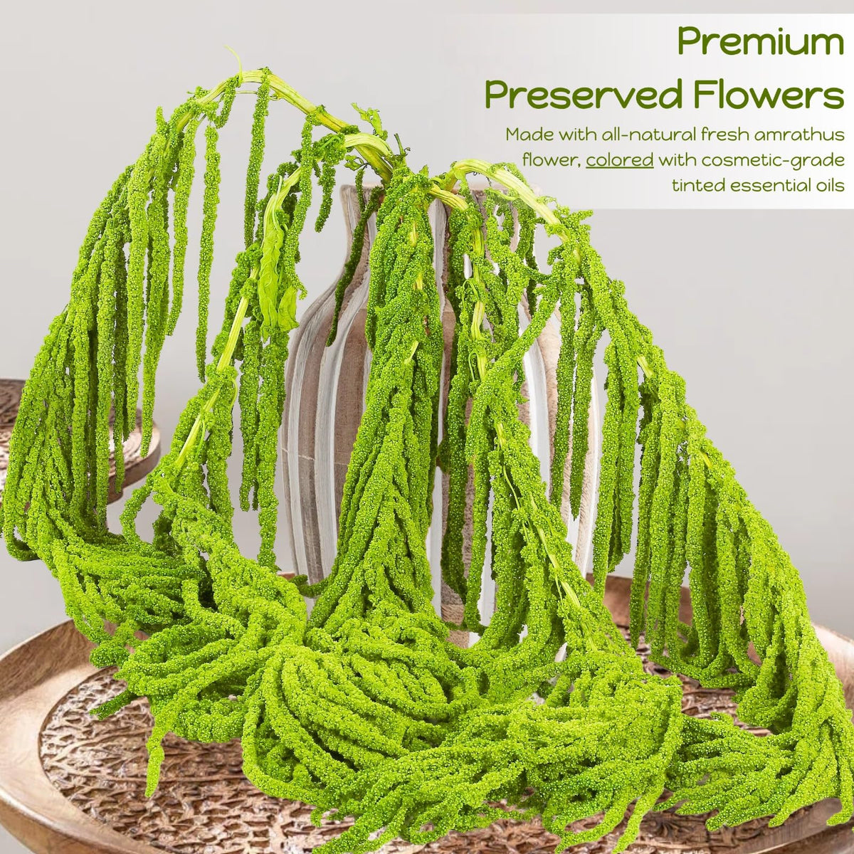 Glicrili neon green amaranthus waterfall on arches enhances wedding backdrops