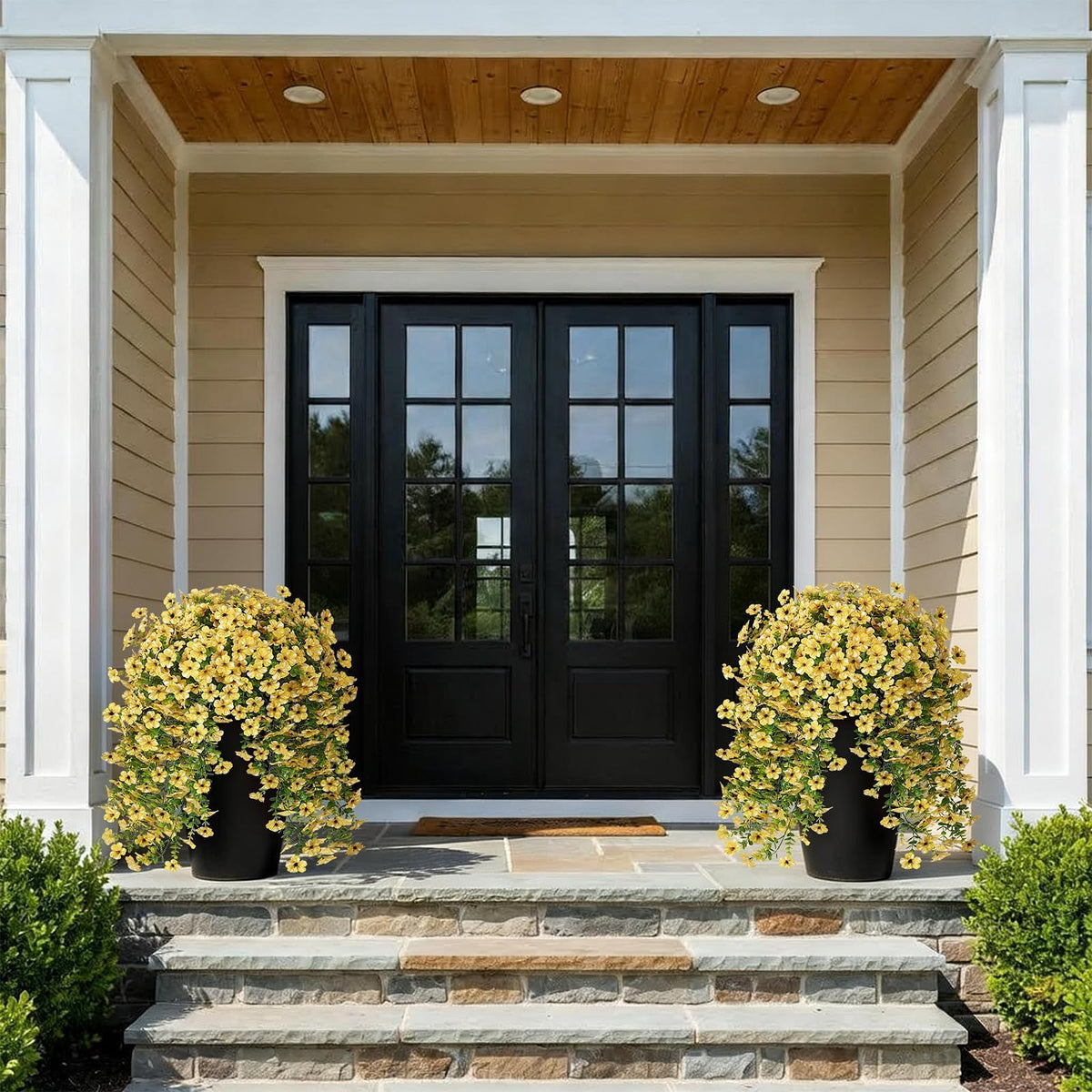 GLIDLION artificial eucalyptus leaves provide durable greenery for rain or shine arrangements.