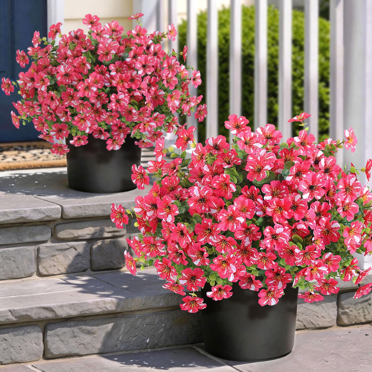 GLIDLION artificial morning glory topiary with eucalyptus leaves for welcoming front door decor.