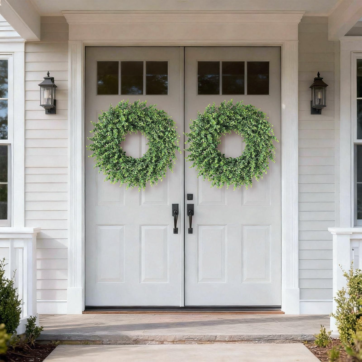 Farmhouse style GLIDLION eucalyptus wreath for porch decor