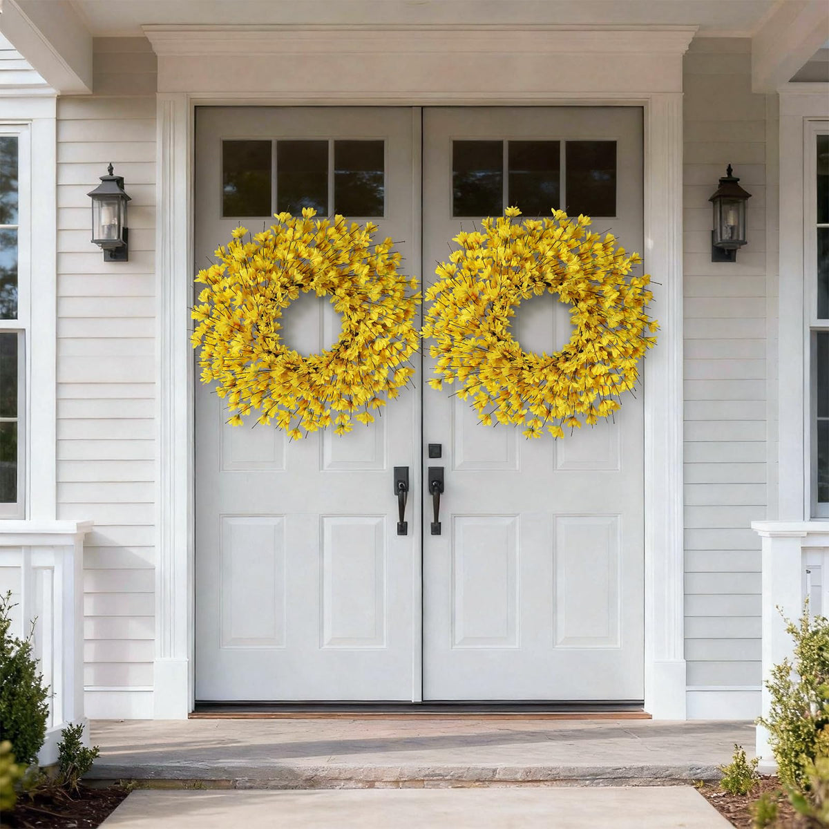 GLIDLION weather-resistant silk wreath stands up to sun and rain for outdoor use.