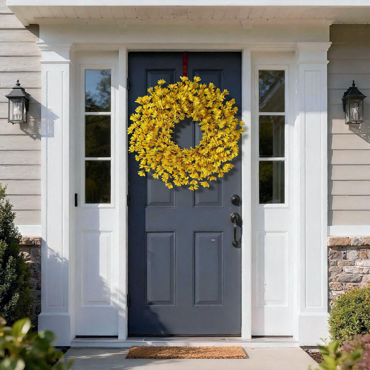 GLIDLION wedding or party decor features forsythia wreath adds festive sunshine.
