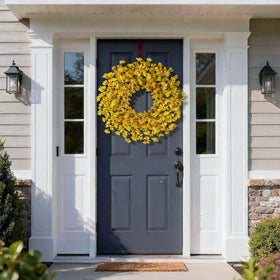 GLIDLION wedding or party decor features forsythia wreath adds festive sunshine.