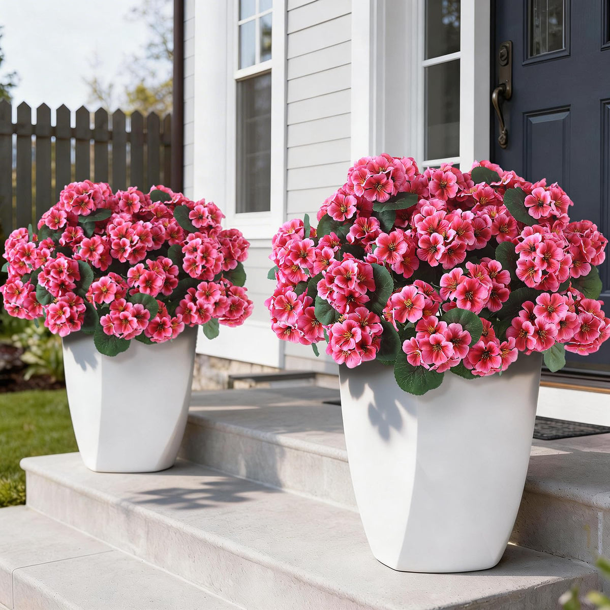 GLIDLION geranium branch closeup highlights lifelike petals ideal for porch accents.