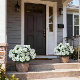 GLIDLION geranium topiary UV-resistant material withstands sun exposure for long-lasting display.