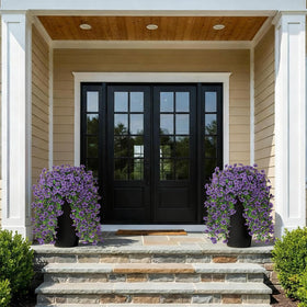 GLIDLION realistic eucalyptus leaves complement purple blooms.