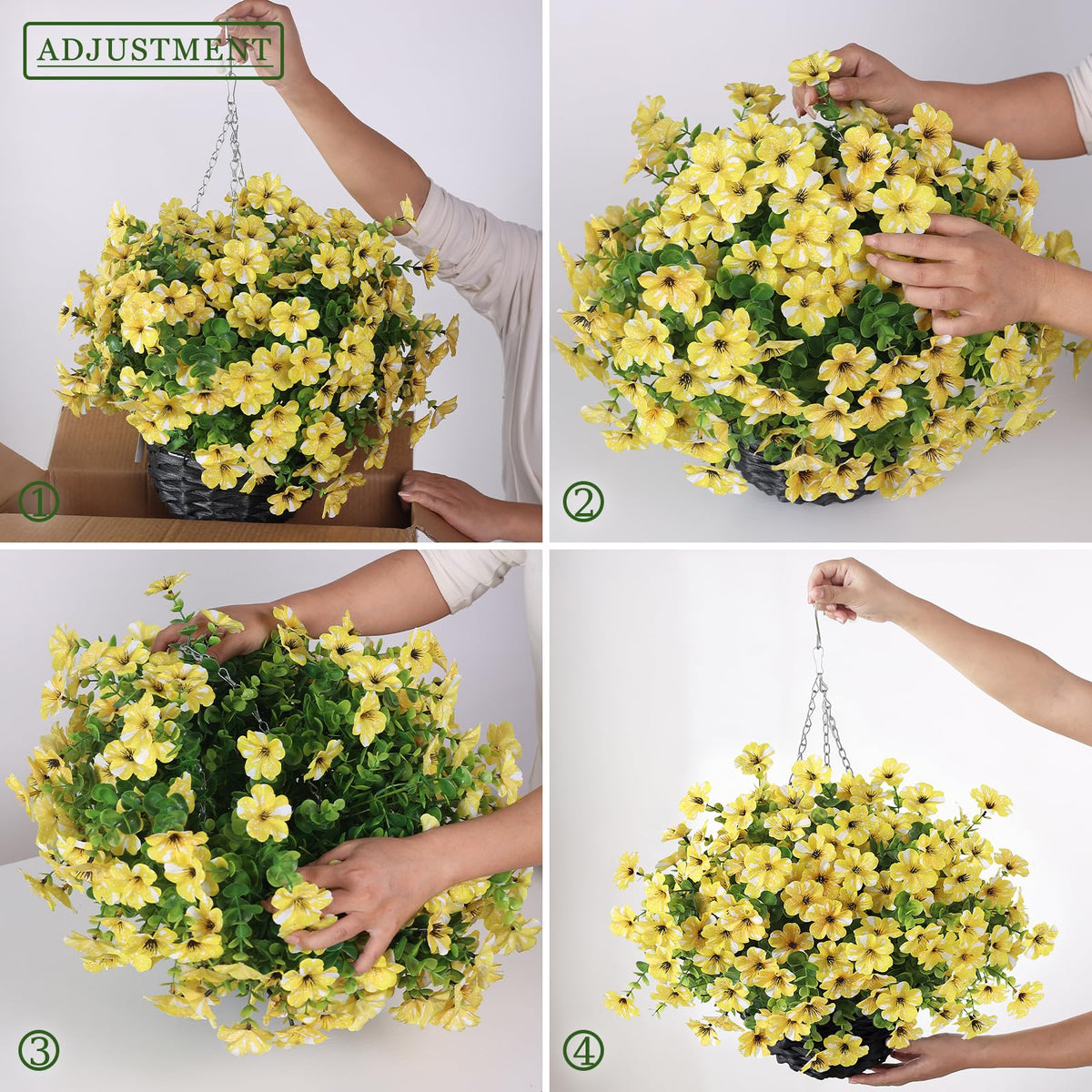 GLIDLION silk flowers in yellow, colorfast and long-lasting