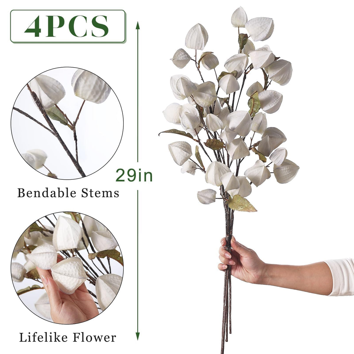 GLIDLION silk and foam physalis branch, realistic texture for maintenance-free decor.