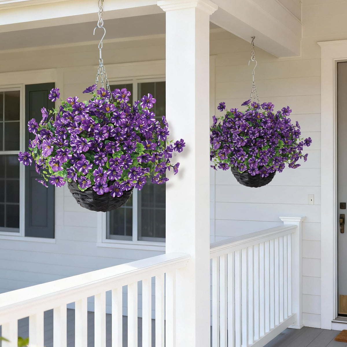 GLIDLION two-piece hanging basket set provides ready-to-use backyard decor.