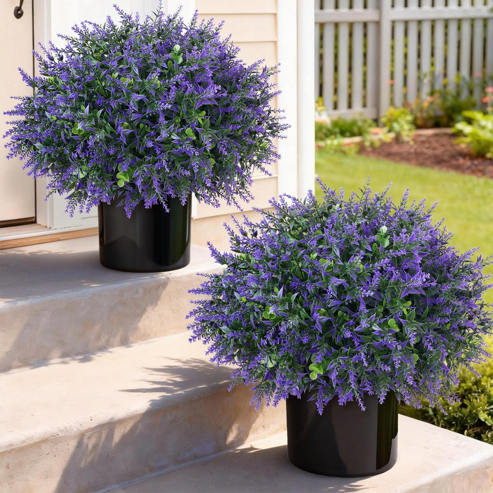 GLIDLION two-pot topiary for front door adds lush curb appeal with maintenance-free greenery.