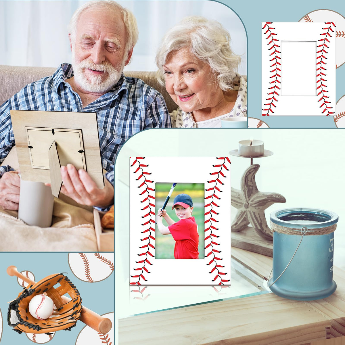 GlikCeil baseball frame suitable for 4x6 photos on desks