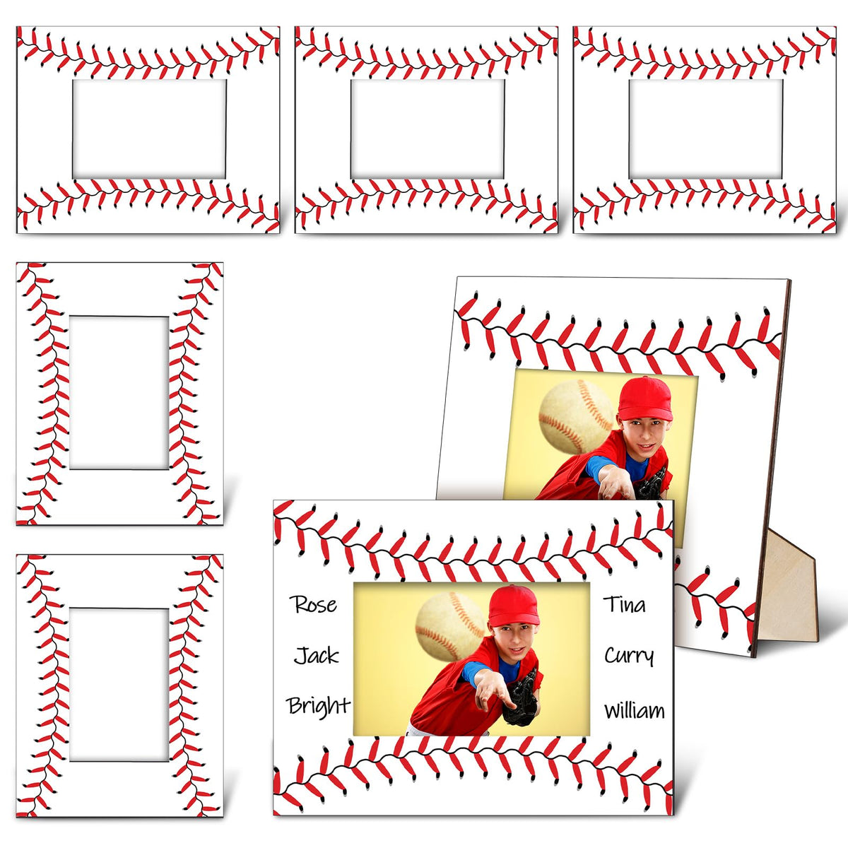 GlikCeil baseball-pattern photo frame 8x10 on desk for cherished 4x6 memories