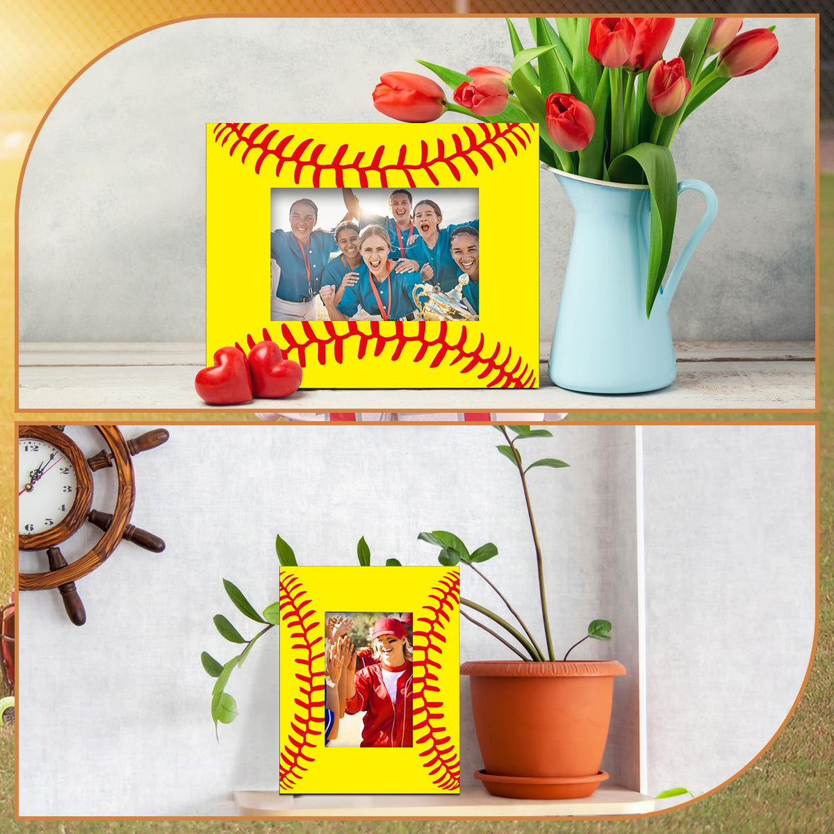 GlikCeil softball-pattern desk display showing space-saving décor