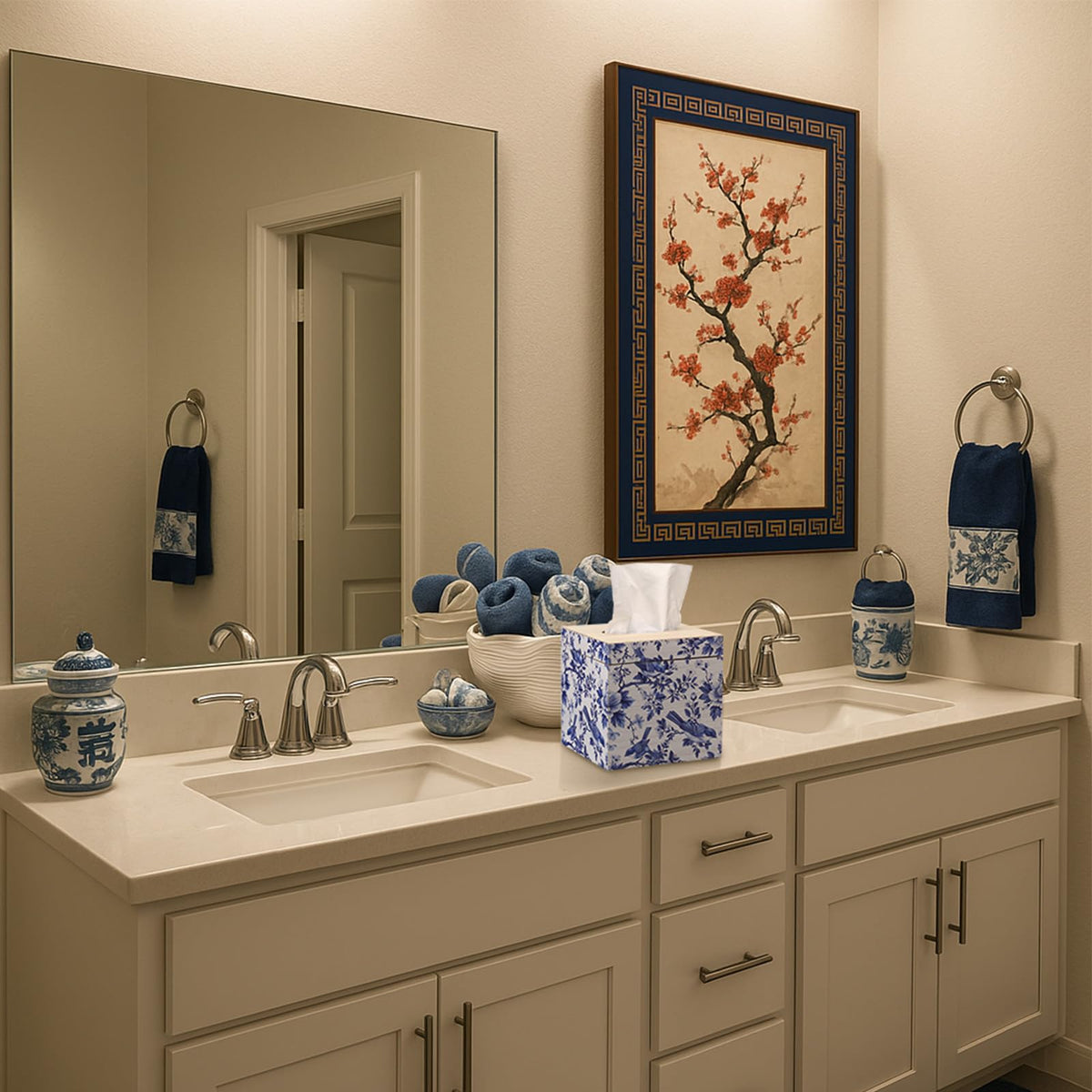 GlikCeil top-opening tissue box cover enables quick, mess-free replacements.