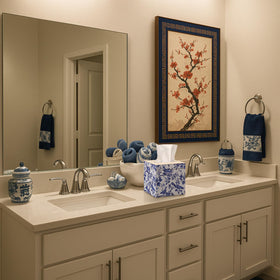 GlikCeil top-opening tissue box cover enables quick, mess-free replacements.
