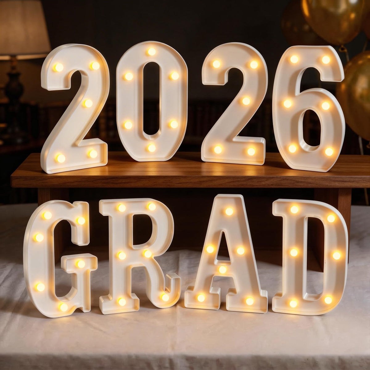 Glimmrly Grad 2026 letters light up for celebrations with warm illumination