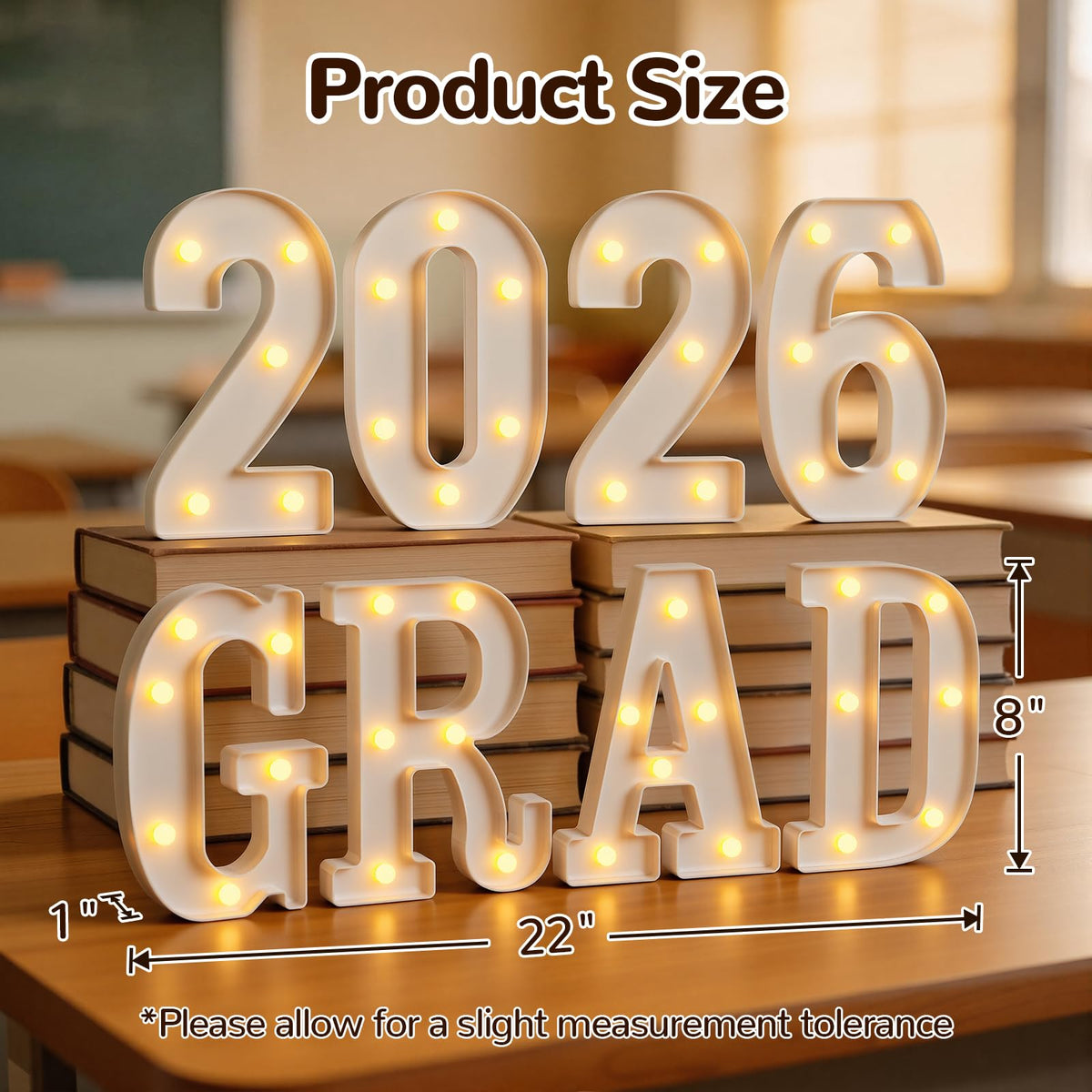 Glimmrly Grad 2026 numbers light up, perfect for classroom or stage displays
