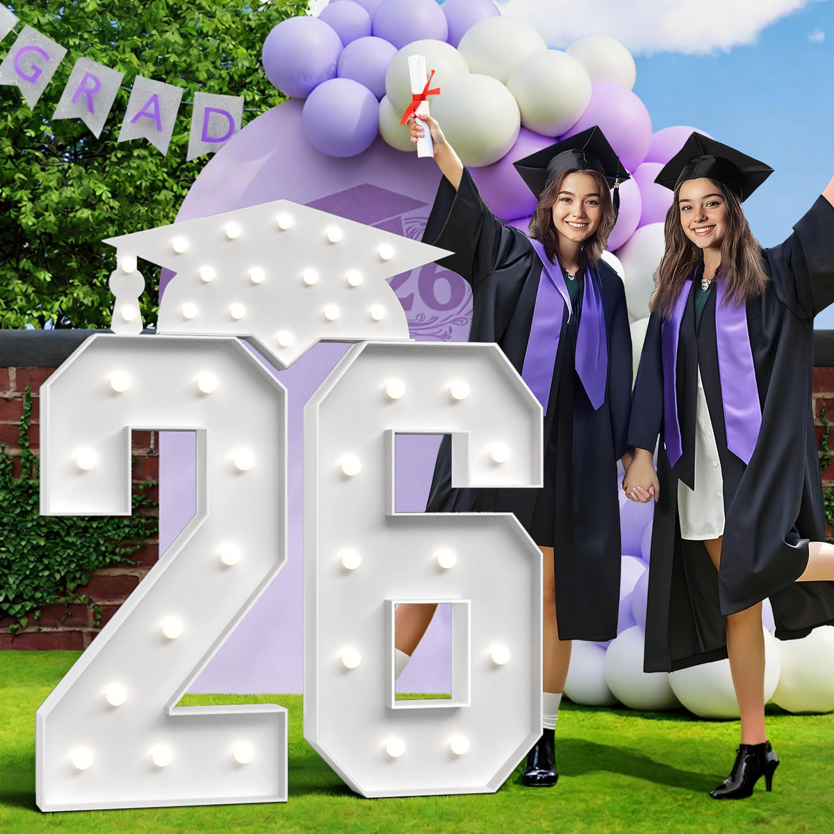 Glimmrly Graduation 26 numbers assembly-ready display for ceremonies.