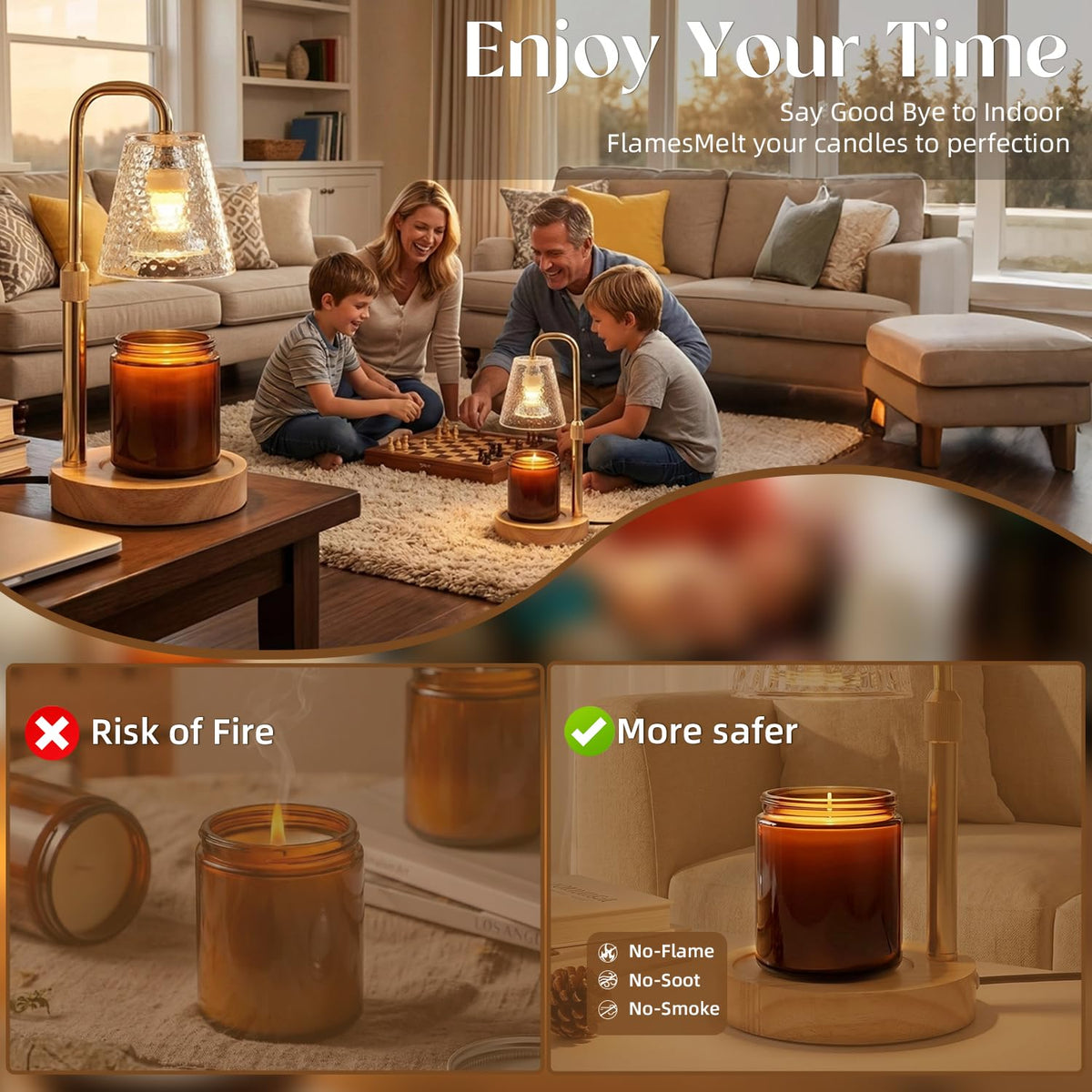 Glimra flame-free eco-safe wax melter delivers fragrance without smoke.