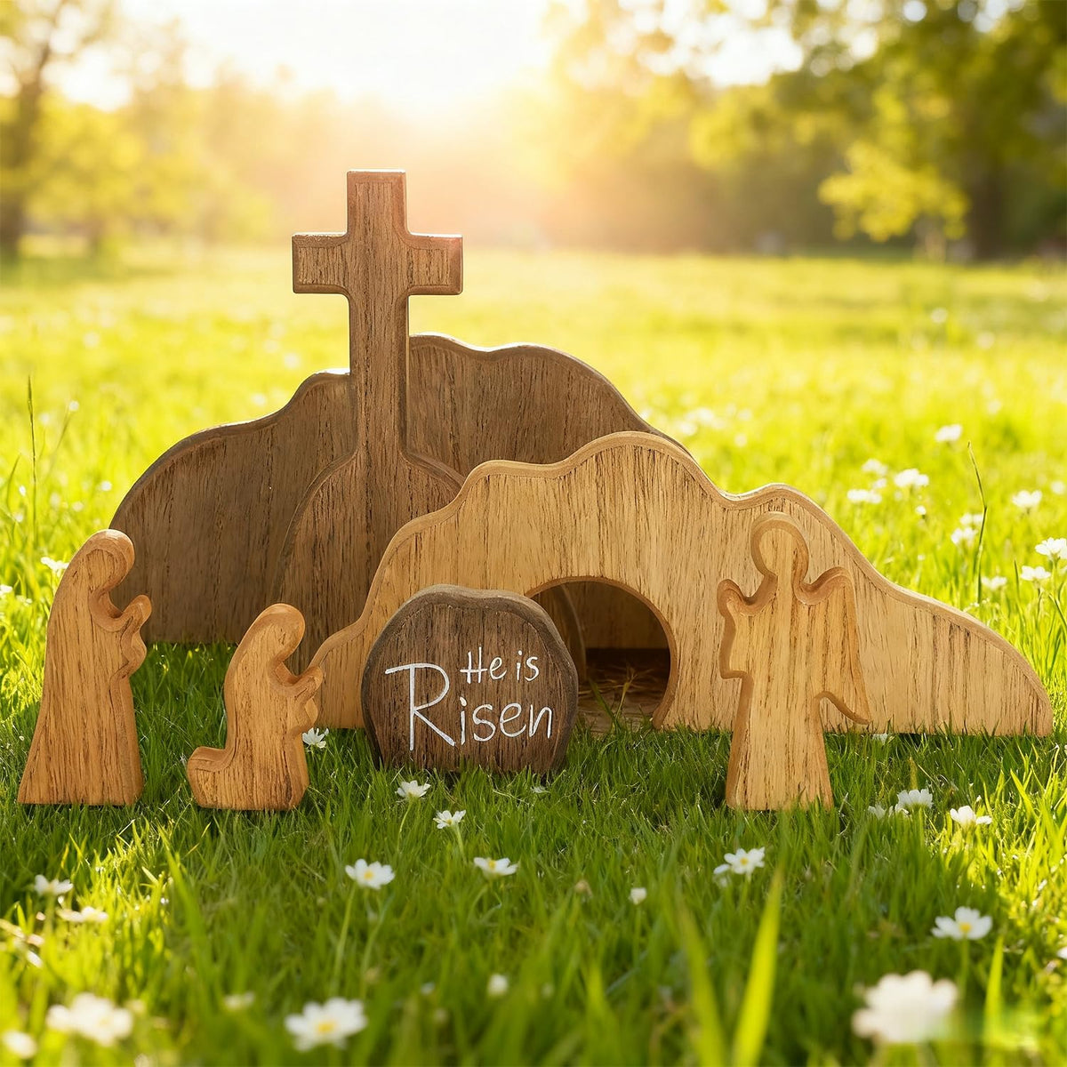 Glintoper cross and tomb tray set – versatile display for home, church, or classroom spaces