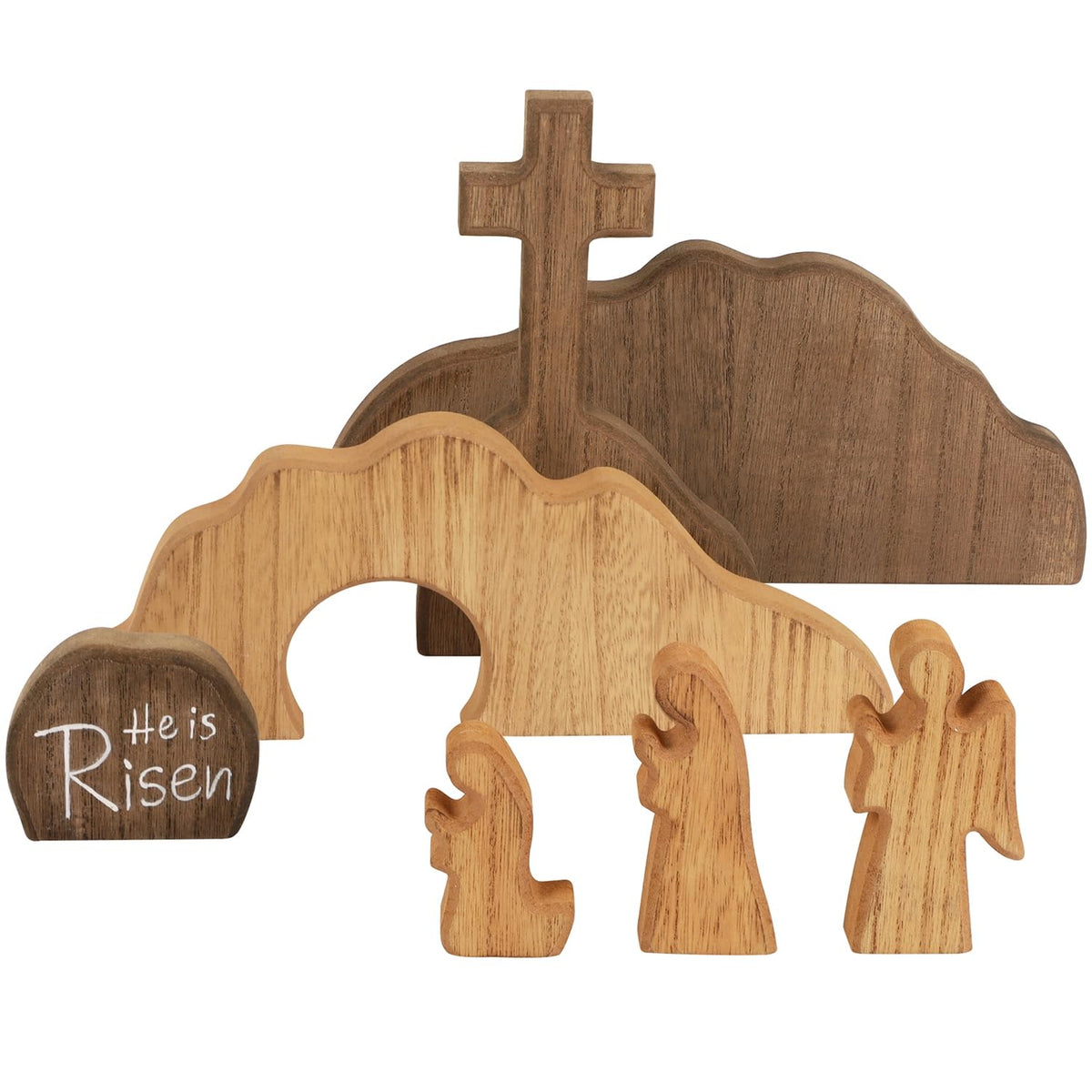 Glintoper detailed figures resurrection scene – artistic wood carving for prayer corners and shelves