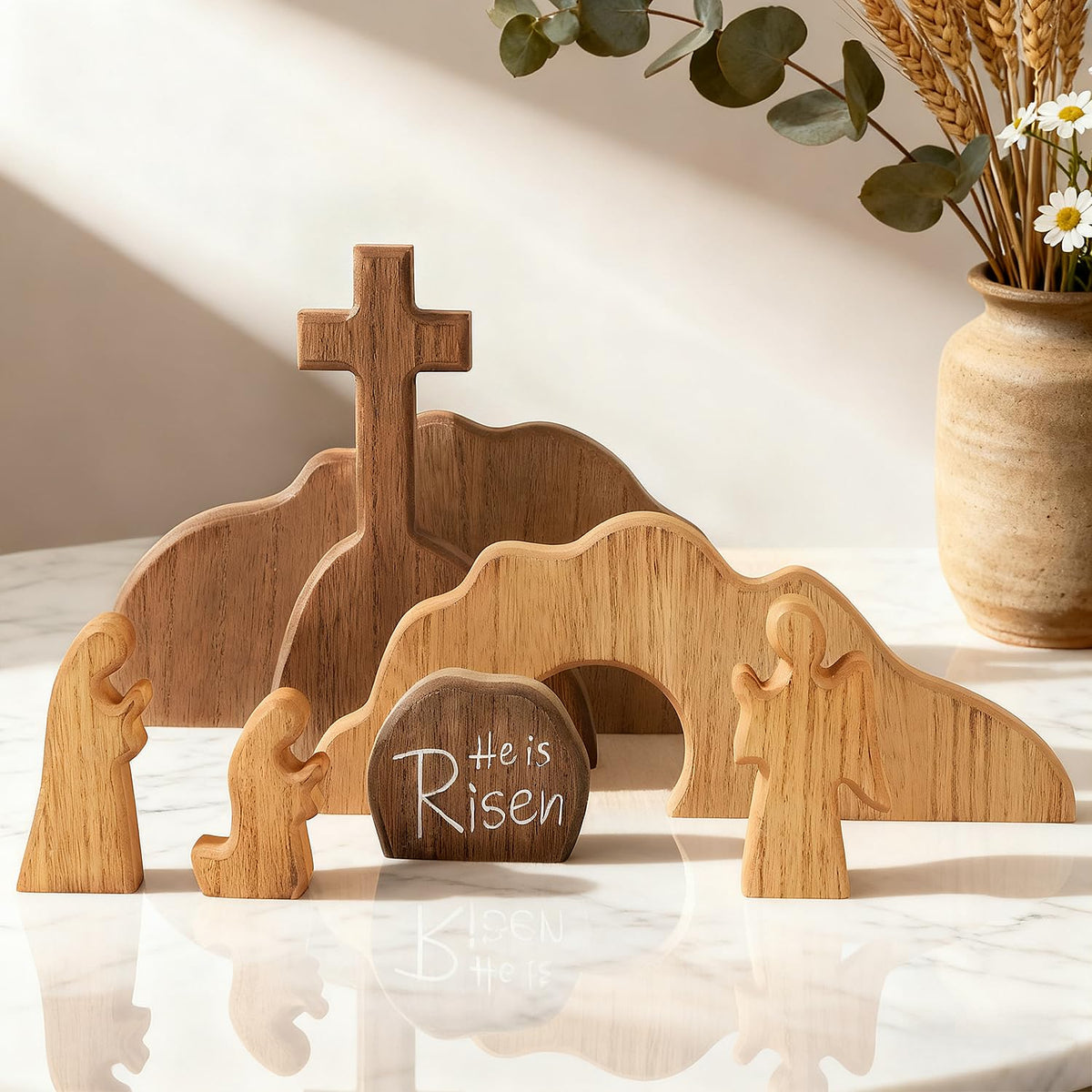 Glintoper nativity easter decor wood – elegant piece for seasonal religious displays