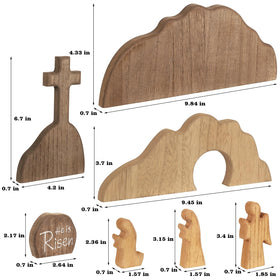 Glintoper resurrection cross decor – seven-piece wooden set enhances Easter table displays at home or church