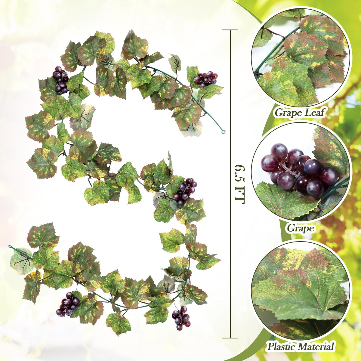 Glitinsel grape leaf garland draped-wine-bar highlights winery vibes without real vines.