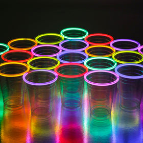Glo Pro glow party cups 16oz glowing for vibrant neon celebrations.